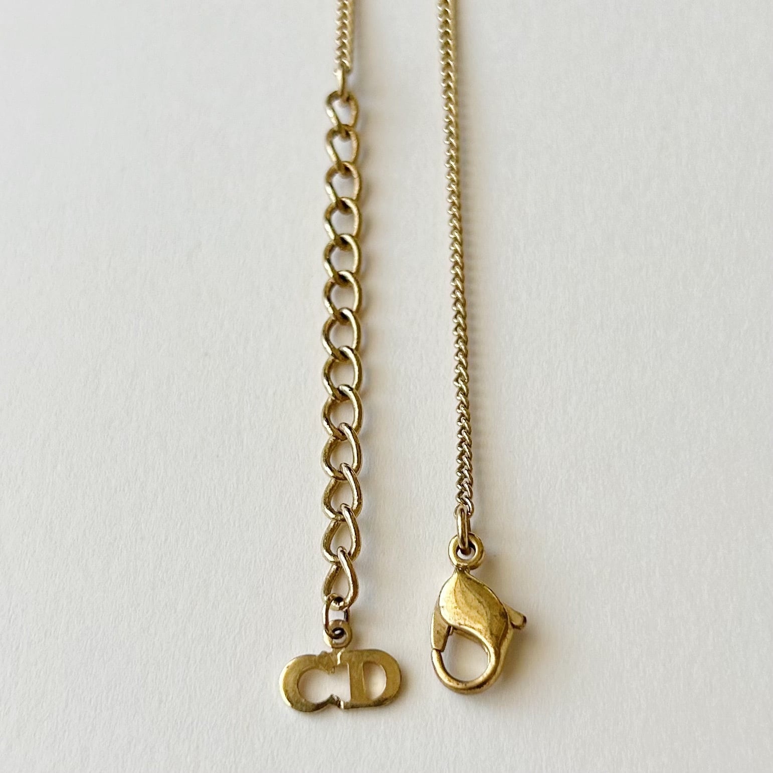 N5613】Christian Dior mini logo rhinestone necklace/クリスチャン
