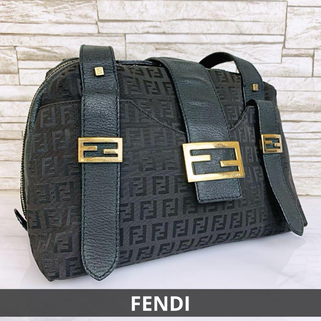 FENDI】2wayボストンバッグ ズッカ柄 ゴールド金具 PVC ブラウン FENDI