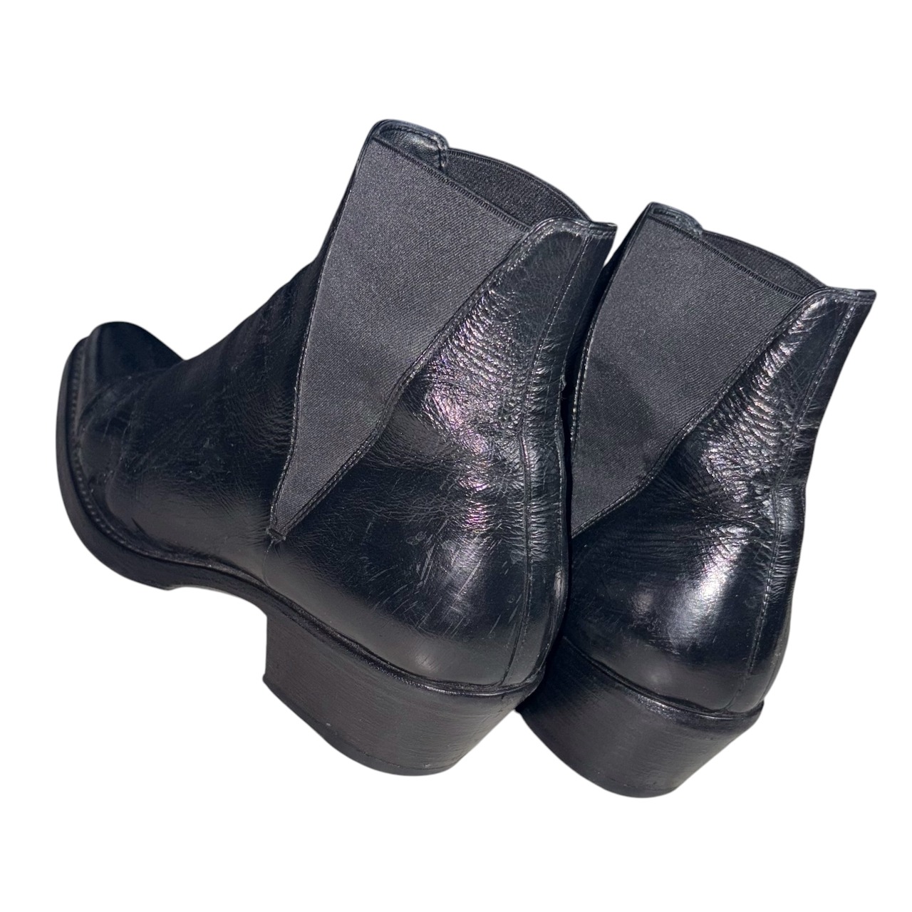 SAINT LAURENT PARIS black leather heel boots