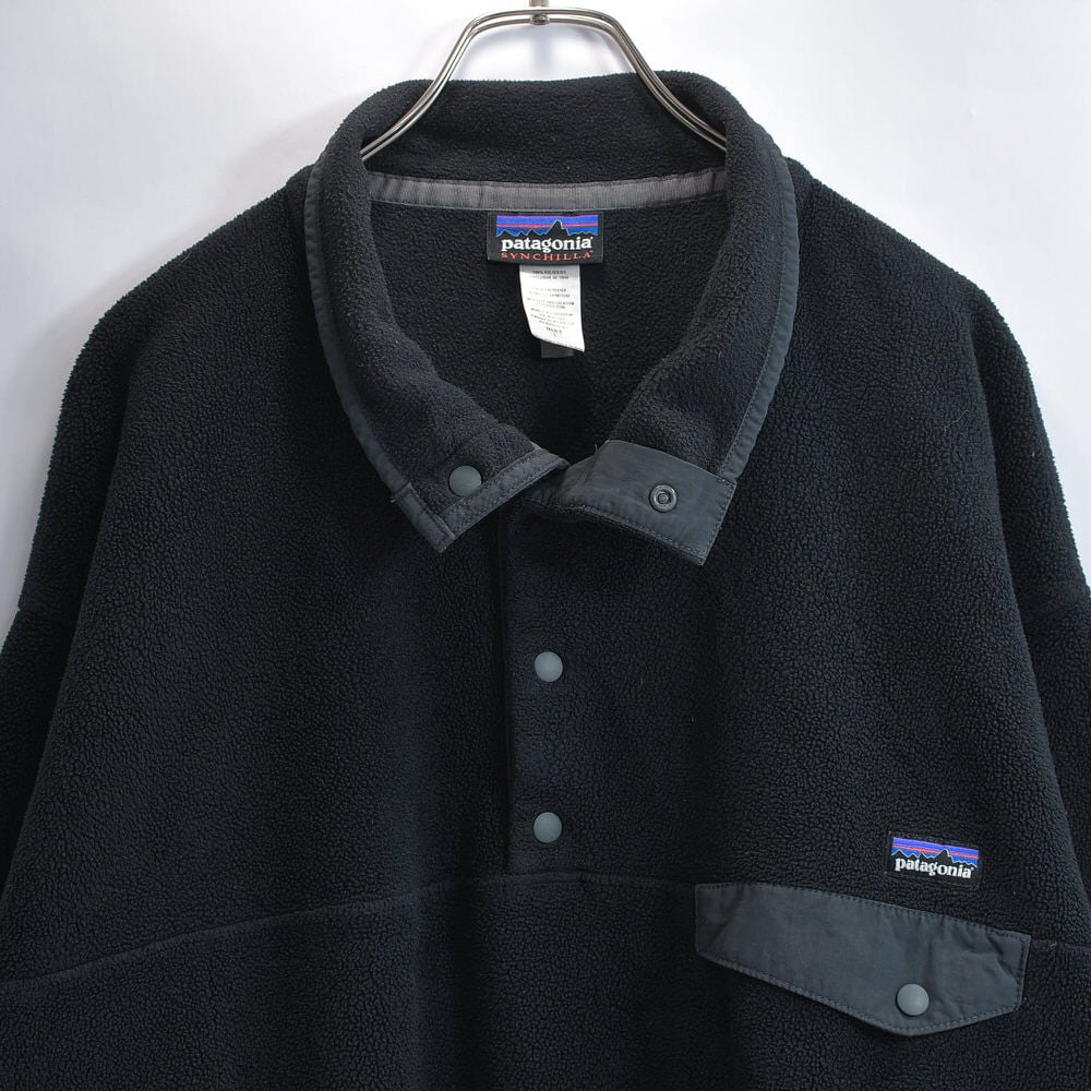 Patagonia パタゴニア 25450FA13 SYNCHILLA シンチラ スナップT フリース プルオーバー ブラック アウトドア スタンドネック USA アメリカ古着 メンズLサイズ