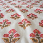 ブロックプリント生地【50cm単位】インド綿 小花柄 白×赤 #36973-WT2