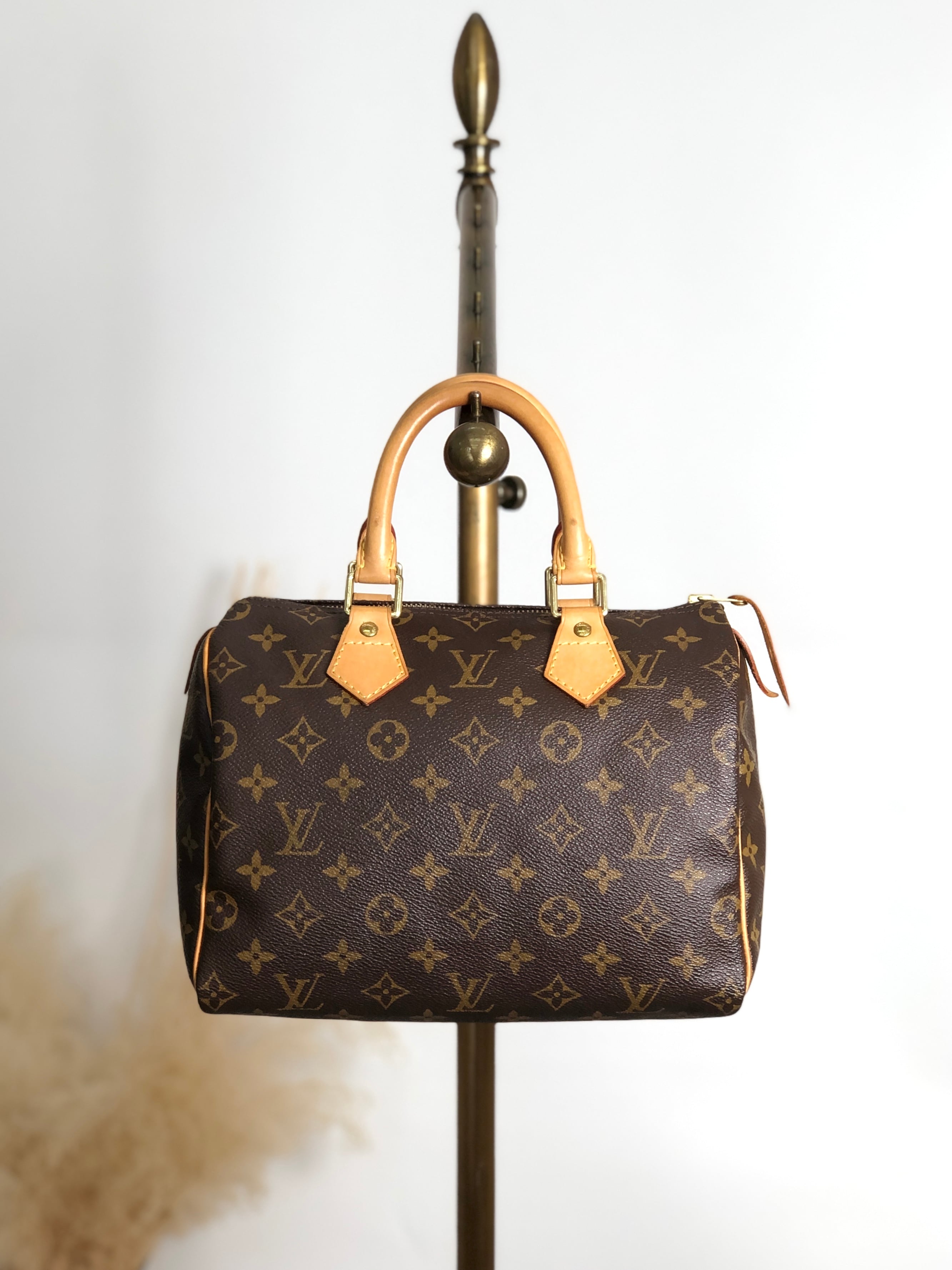 LOUIS VUITTON ルイヴィトン スピーディ25 モノグラム ハンドバッグ ブラウン レザー vintage ヴィンテージ オールド vbsmgd
