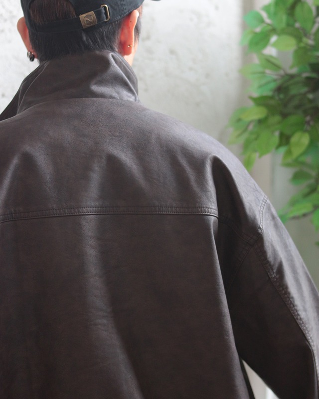 【Select】ウォッシュド 合革ブルゾン スタンドブルゾン　(250393)