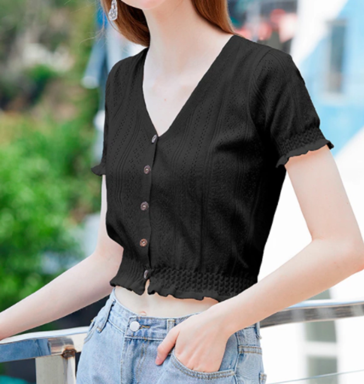 M-premier BLACK 半袖ニット　カーディガン M-premier BLACK 半袖ニット カーディガン M-premier BLACK 「M