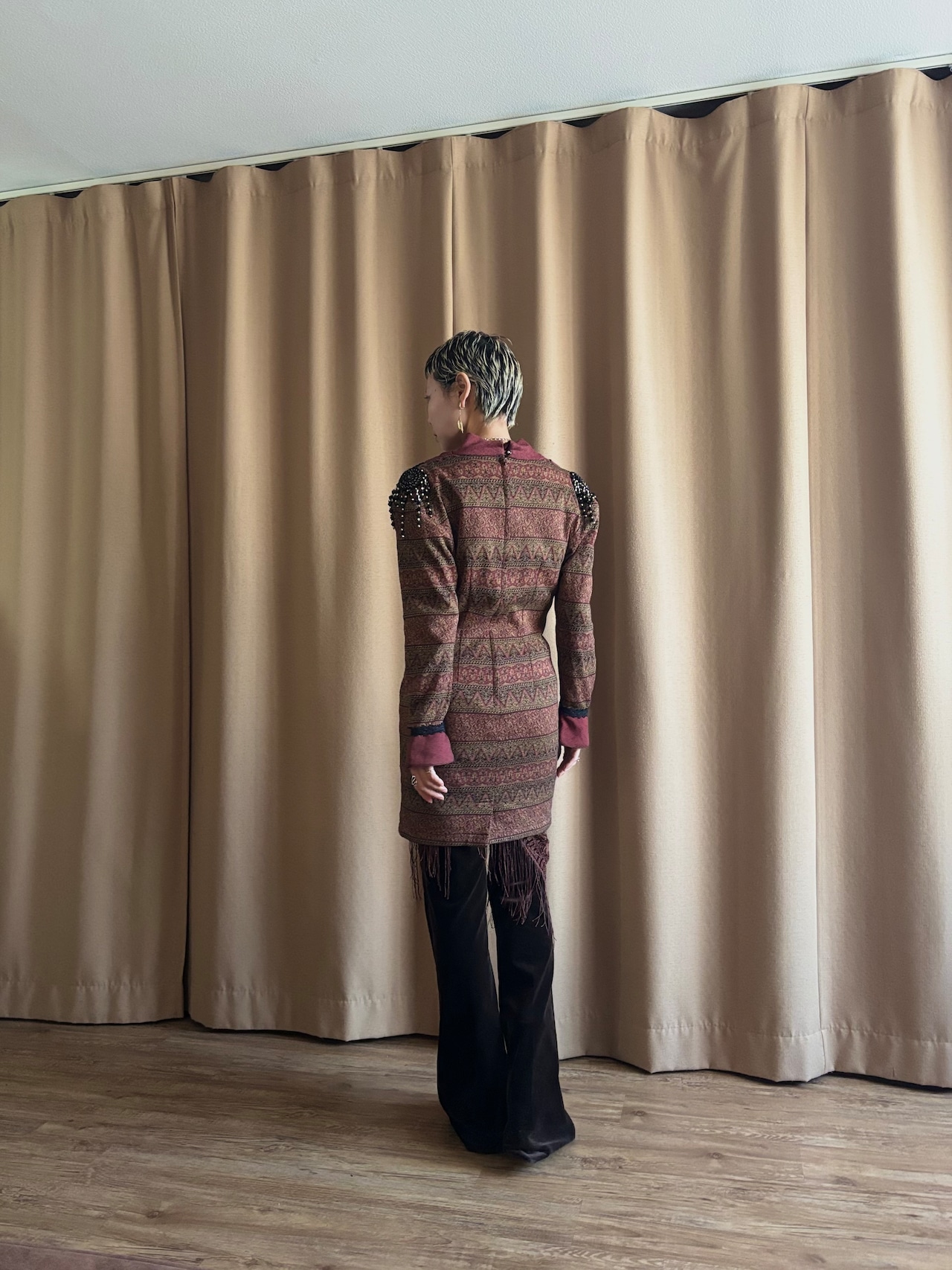 burgundy color ethnic knit tunic-5073-11