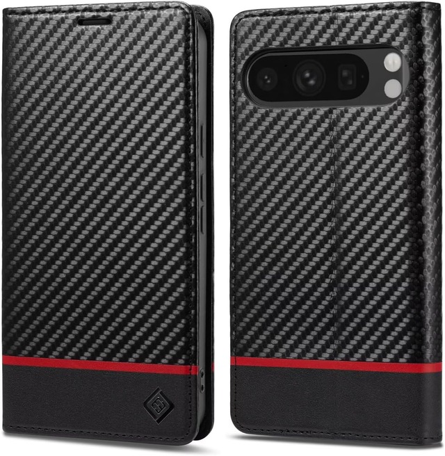 For Google Pixel 10 / 10 pro ケース 手帳型 カード収納 Pixel 10プロ ケース 上質レザー グーグルピクセル 10 Pro 手帳型ケース 横置きスタンド機能 googleピクセル 10 カバー スタンド付き スマホカバー pixel 10プロ 内蔵マグネット ピクセル 10 携帯ケース 高級な炭素繊維風 横のライン