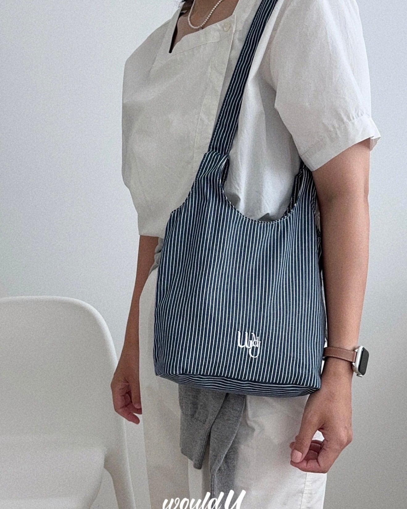 即納・送料無料【WouldU】small tidy bag / stripe Blue / ウッドユー