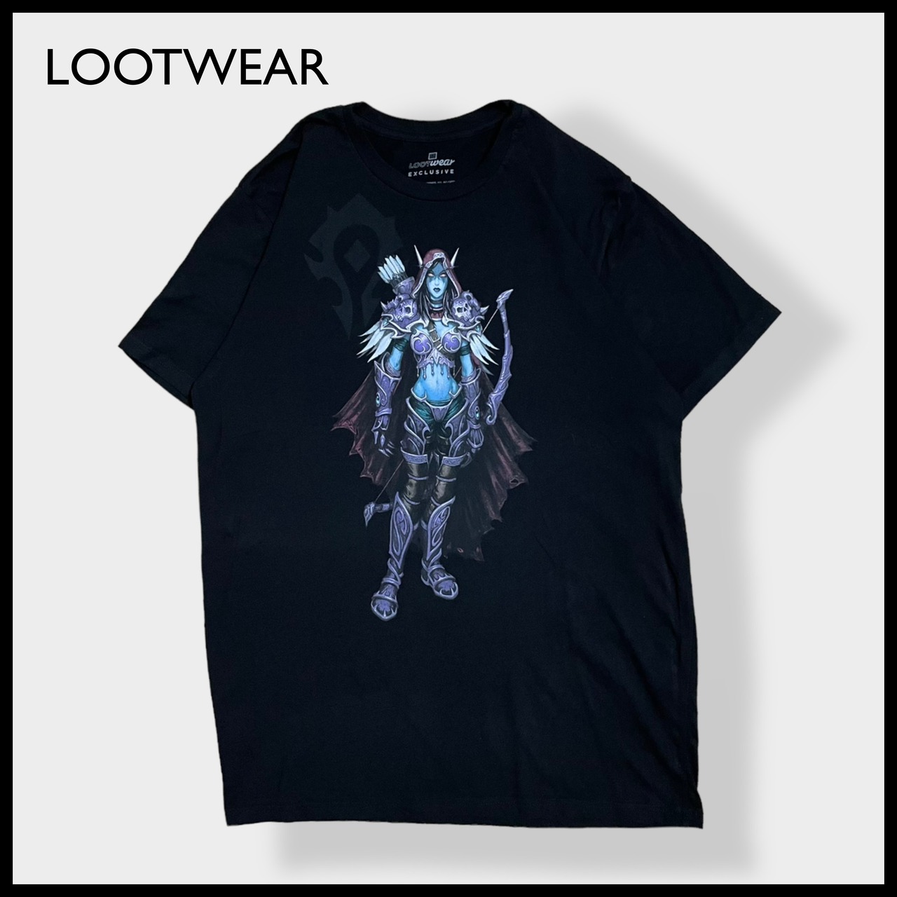 【LOOTWEAR EXCLUSIVE】企業系 Tシャツ t-shirt ブリザード エンターテイメント ゲーム 開発会社 Blizzard Entertainment プリント イラスト キャラクター スカル ゲームキャラ 半袖 黒 LARGE us古着