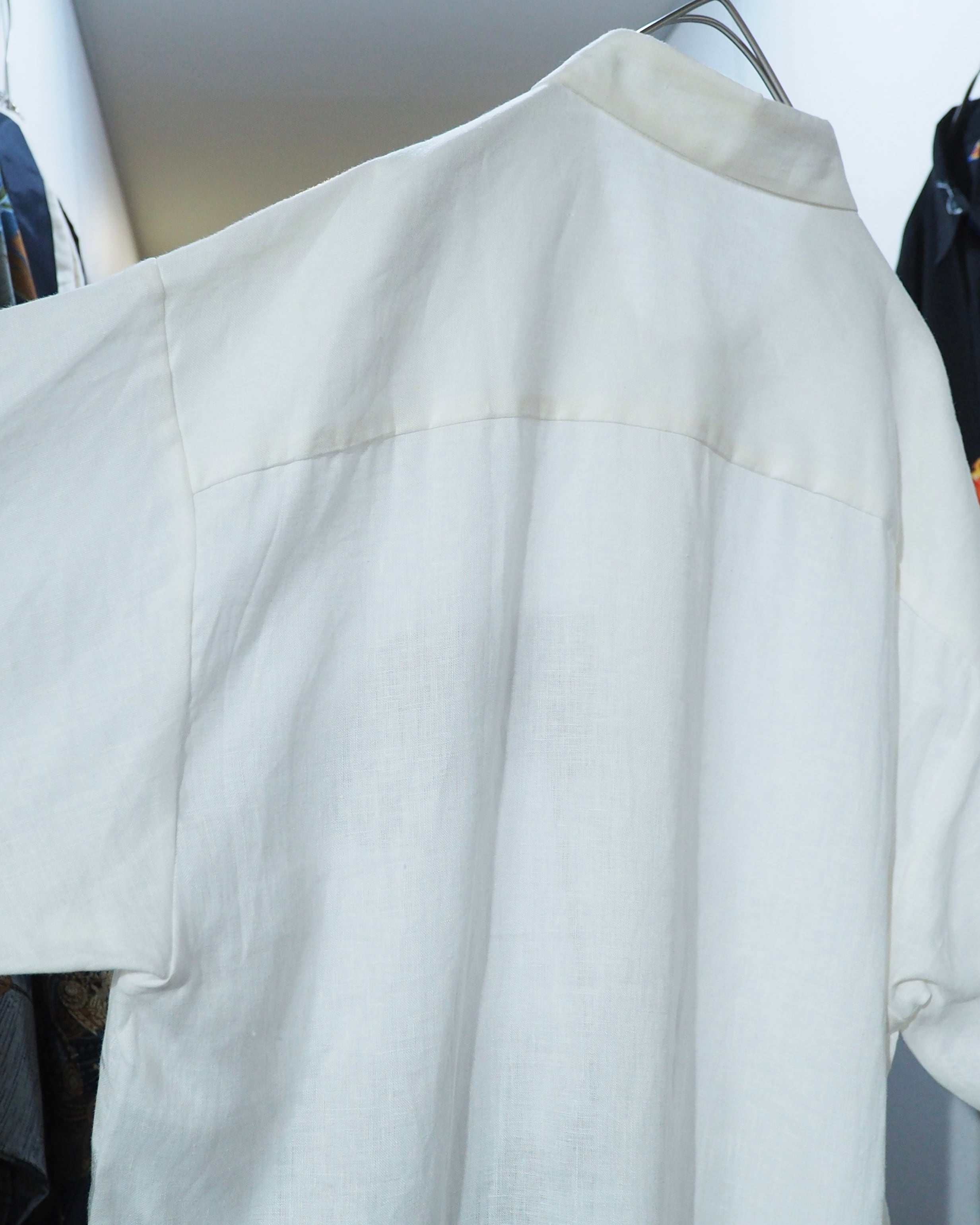 " β " Seaside photo collage printed SS linen shirt