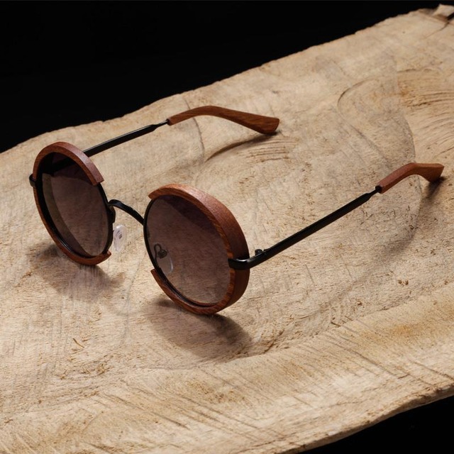 【TR0009】Wooden ring sunglasses（木縁の輪型サングラス）