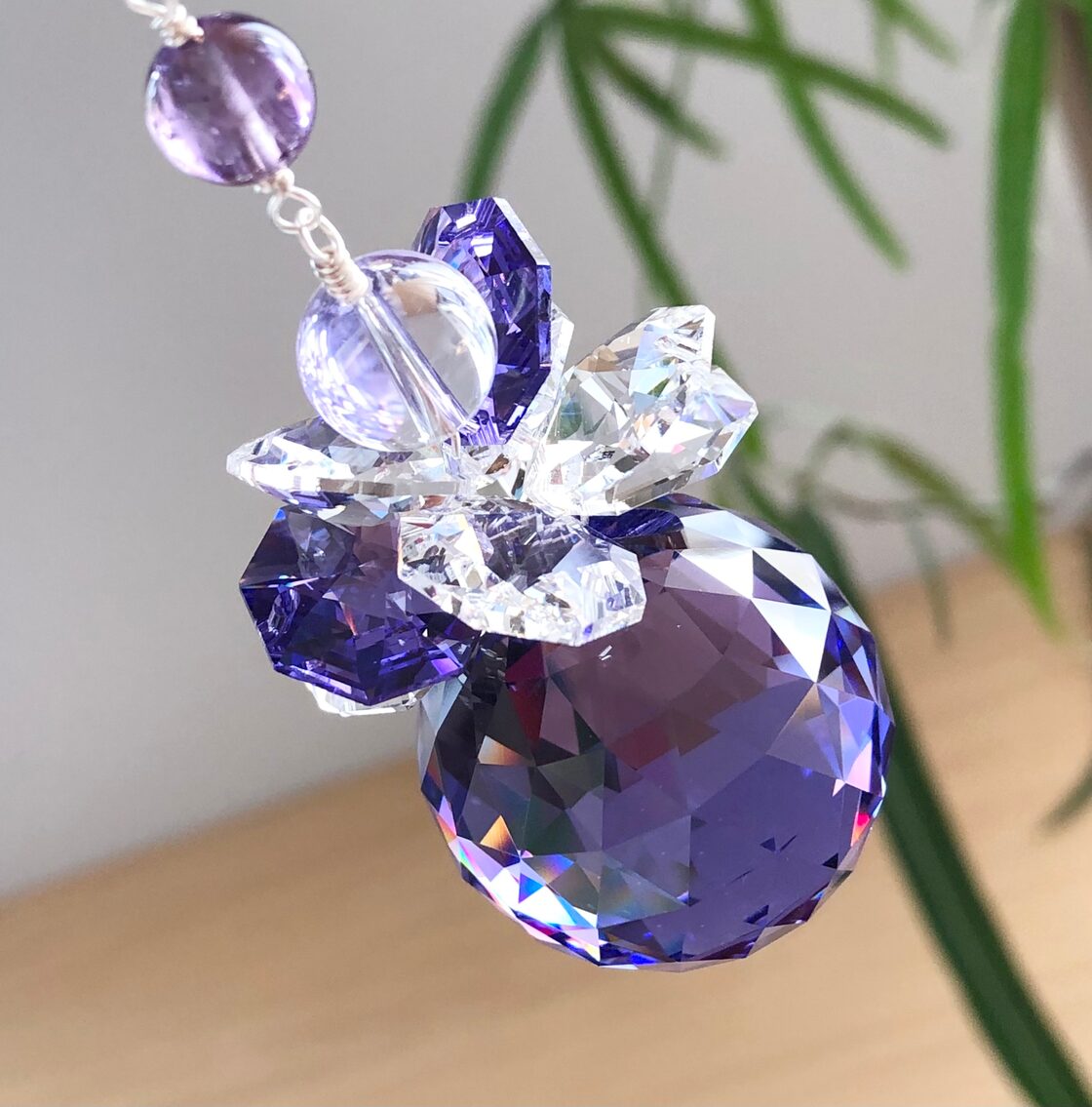 スワロフスキー✨シャンデリアサンキャッチャー バイオレット （リーフ 