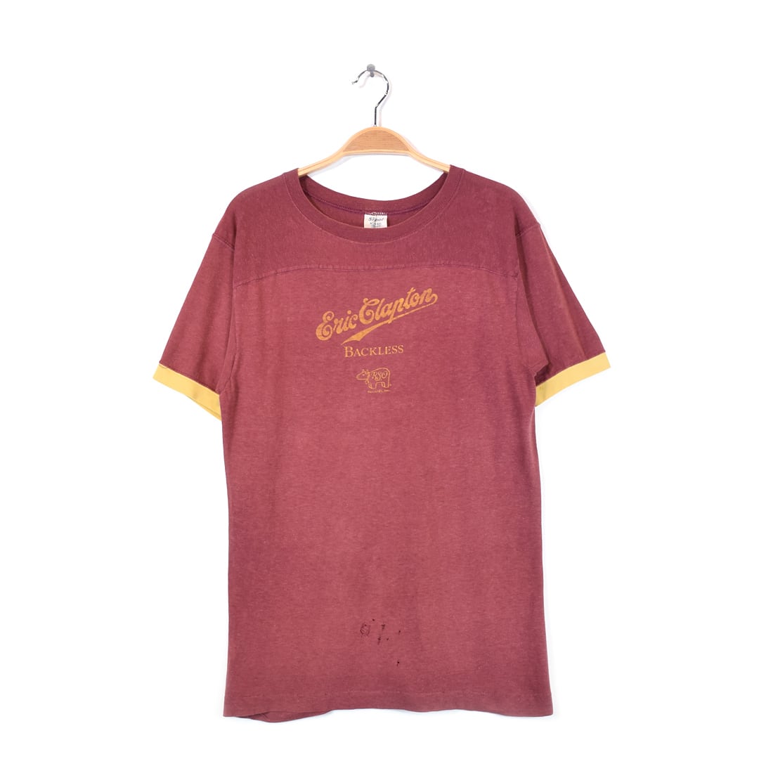 70s エリッククラプトン ヴィンテージTシャツ プロモーション用 ノベルティー BACKLESS バンドTシャツ ERIC CLAPTON サイズM 古着 @AAA1401