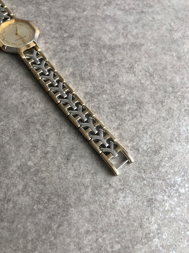 Yves Saint Laurent イヴ・サンローラン 腕時計 ゴールド シルバー オクタゴン ステンレススチール 2200-241762クウォーツ vintage ヴィンテージ オールド fsc8bp