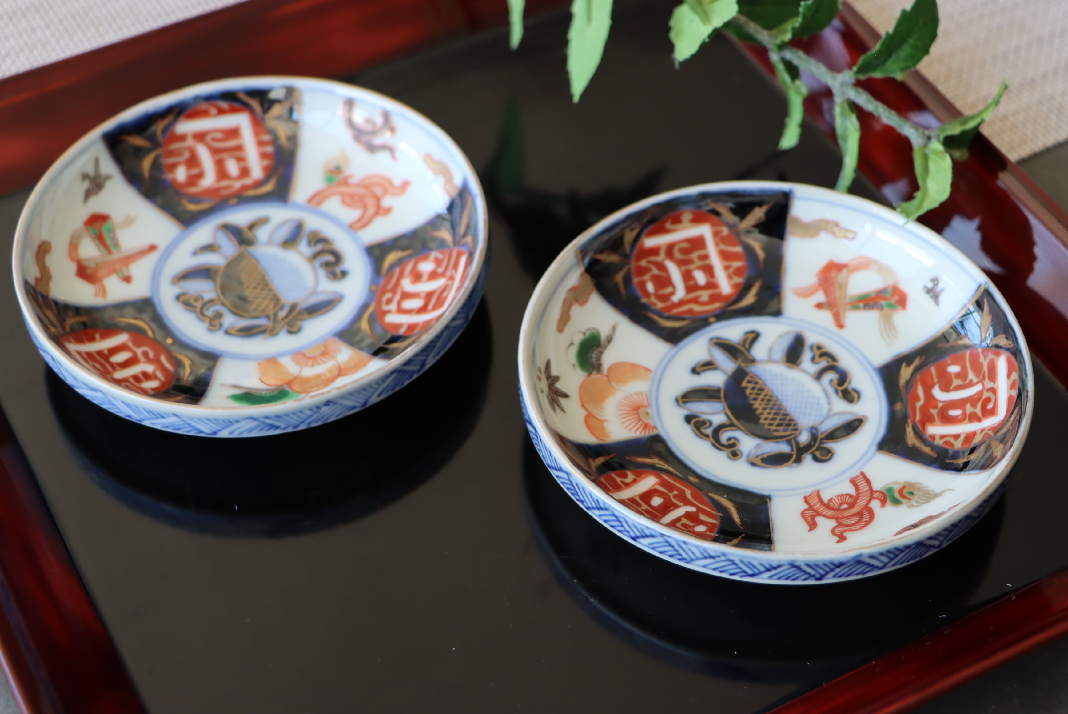 伊万里焼 色絵 桃手 熨斗松竹梅文 小皿/Imari small plate | (有)新原美術