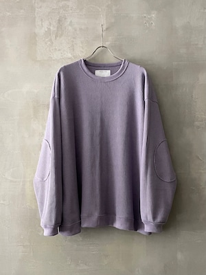 T/f Lv4 loose fit elbow patch waffle long sleeve top - lavender