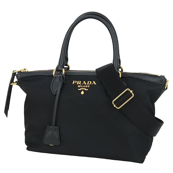 【極美品】PRADA プラダ メタルハンドル ナイロン ハンドバッグ 希少 廃盤 PRADA プラダ ハンドバッグ ブラック トライアングルロゴ ナイロン