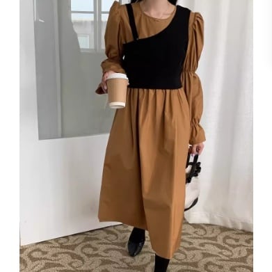 Irregular Knit Camisole &  Maxi Dres Set*S-686