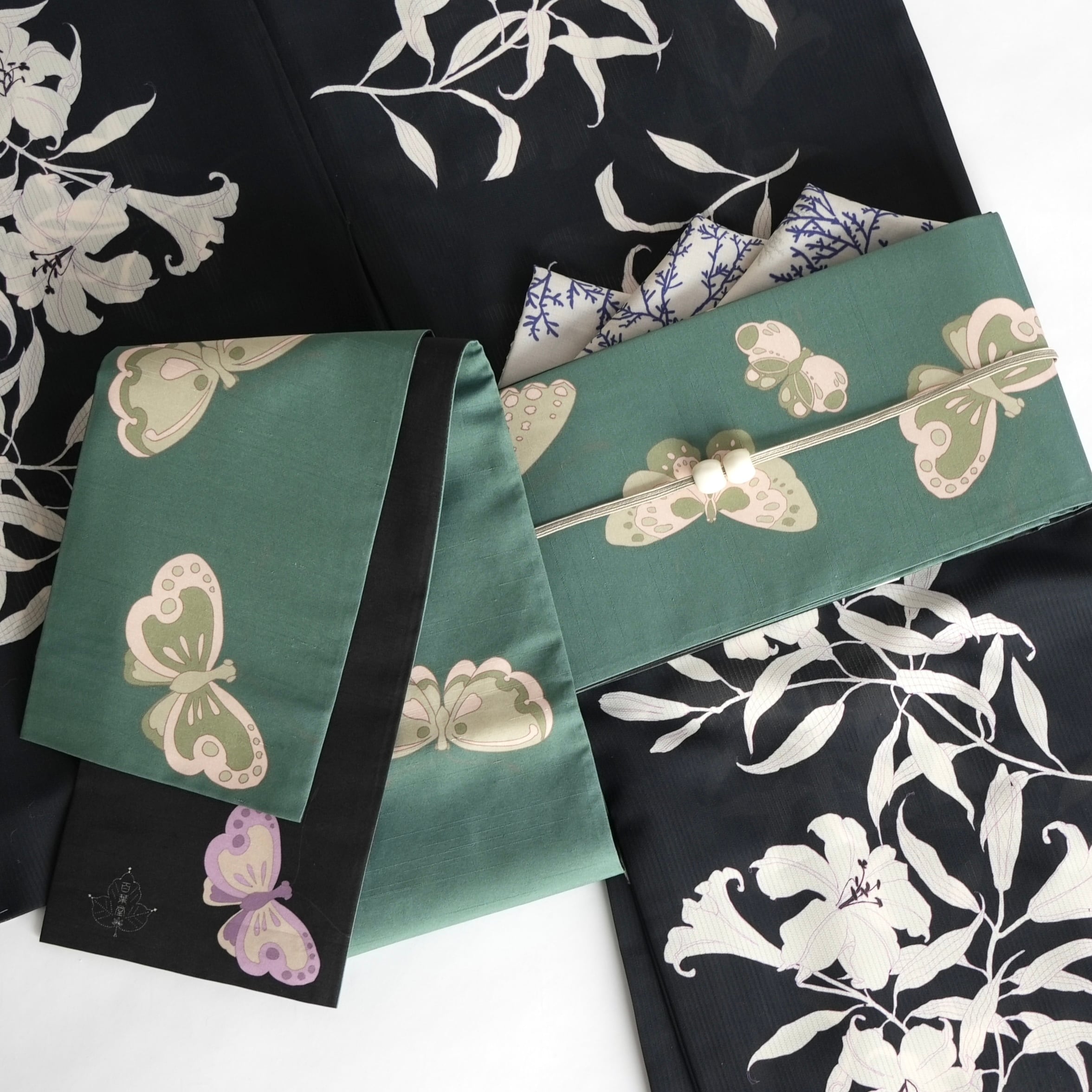 平和屋着物∴夏物　浴衣・小紋兼用　綿絽　こぼれ松葉　綿　逸品　CAAW0908ng 百葉堂