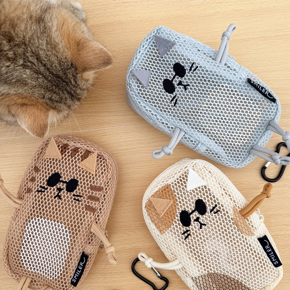 CAT Mesh Buddy Bag】メッシュポーチ - ネコVer. 全3色 | SMILER