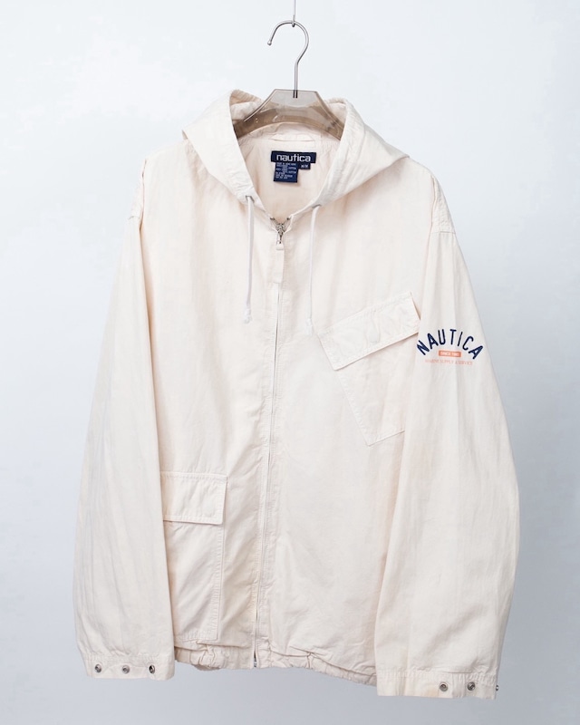 "Nautica" design pocket cotton hoodie zip jacket