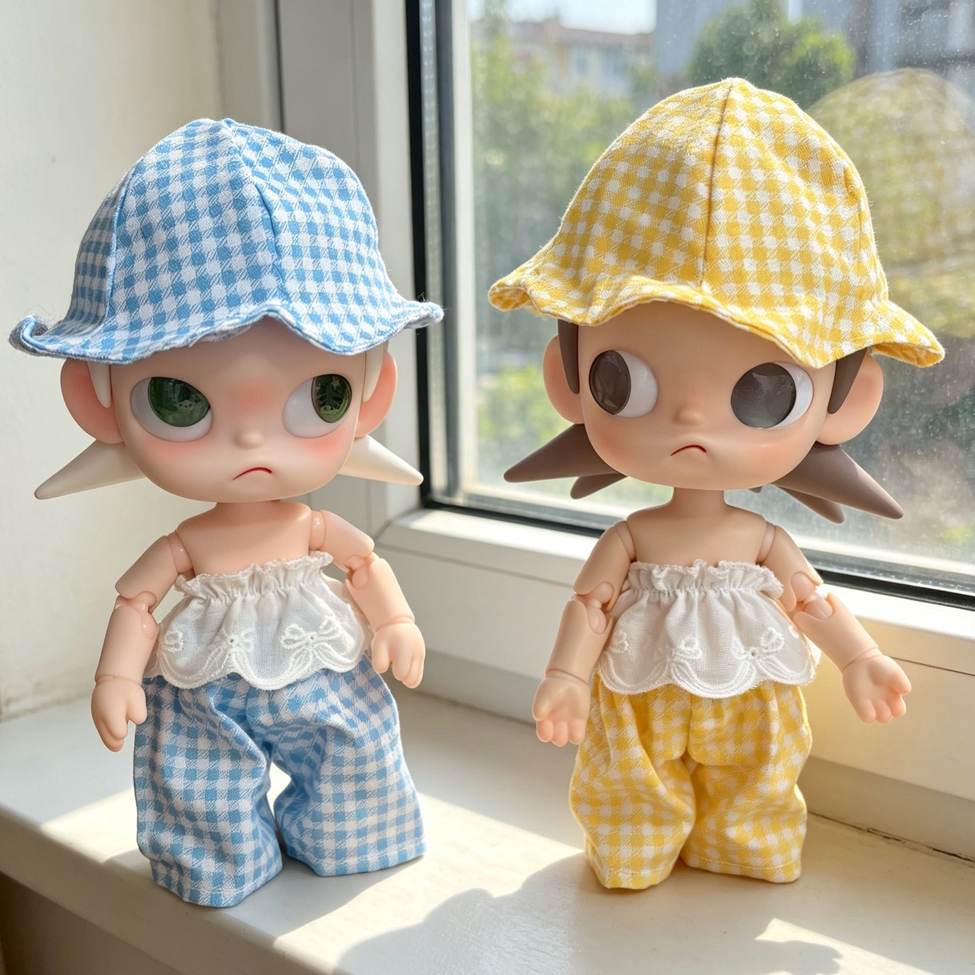 ZSIGA & 1/8スケール用 夏 トップス+チェック柄パンツ+帽子 ぬいぐるみ