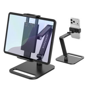 【人気】タブレット スタンド 卓上 iPad アーム アルミ製 4.7-17.3インチ対応 耐荷重1.5キロ 金属ジョイント スマホ俯瞰撮影 角度無段階 スマホ/タブレット/15.6型17.3型モバイルモニタ対応 ブラック