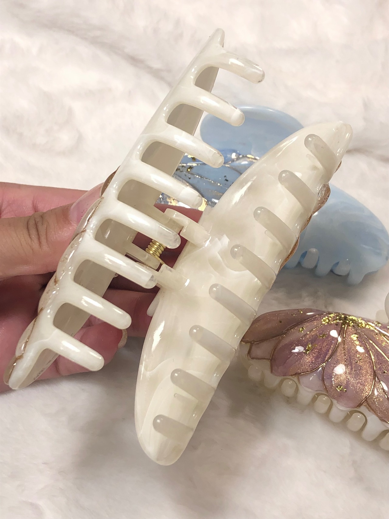 【受注販売】プルルンフラワー　ヘアクリップ大サイズ　3色展開