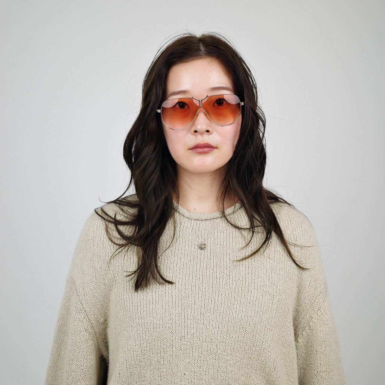 "YVES SAINT LAURENT" AVIATOR OVAL SUNGLASSES