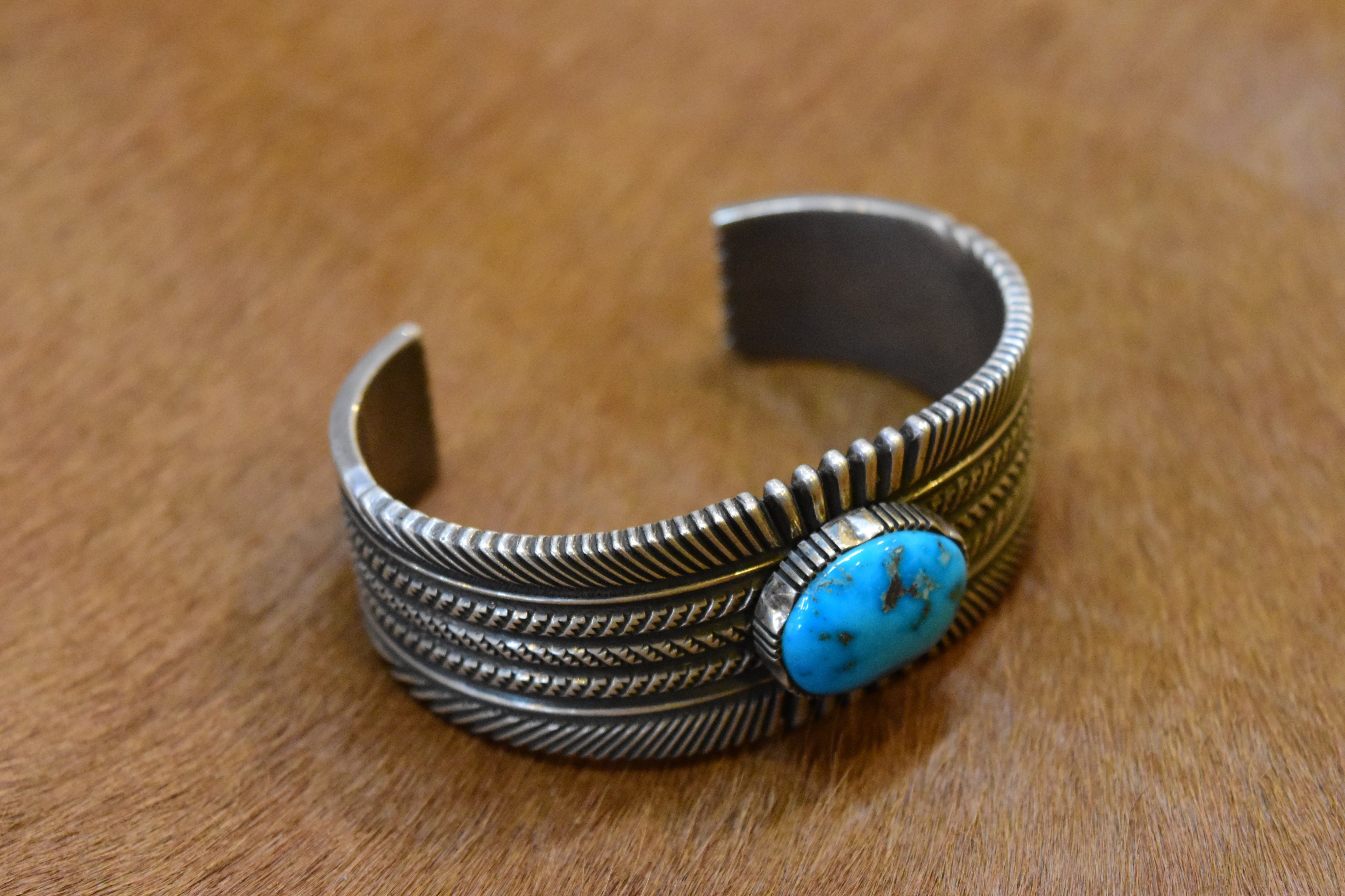 Ron Bedonie】〈Morenci Turquoise〉Stamp Bangle | FARWEST silver smith