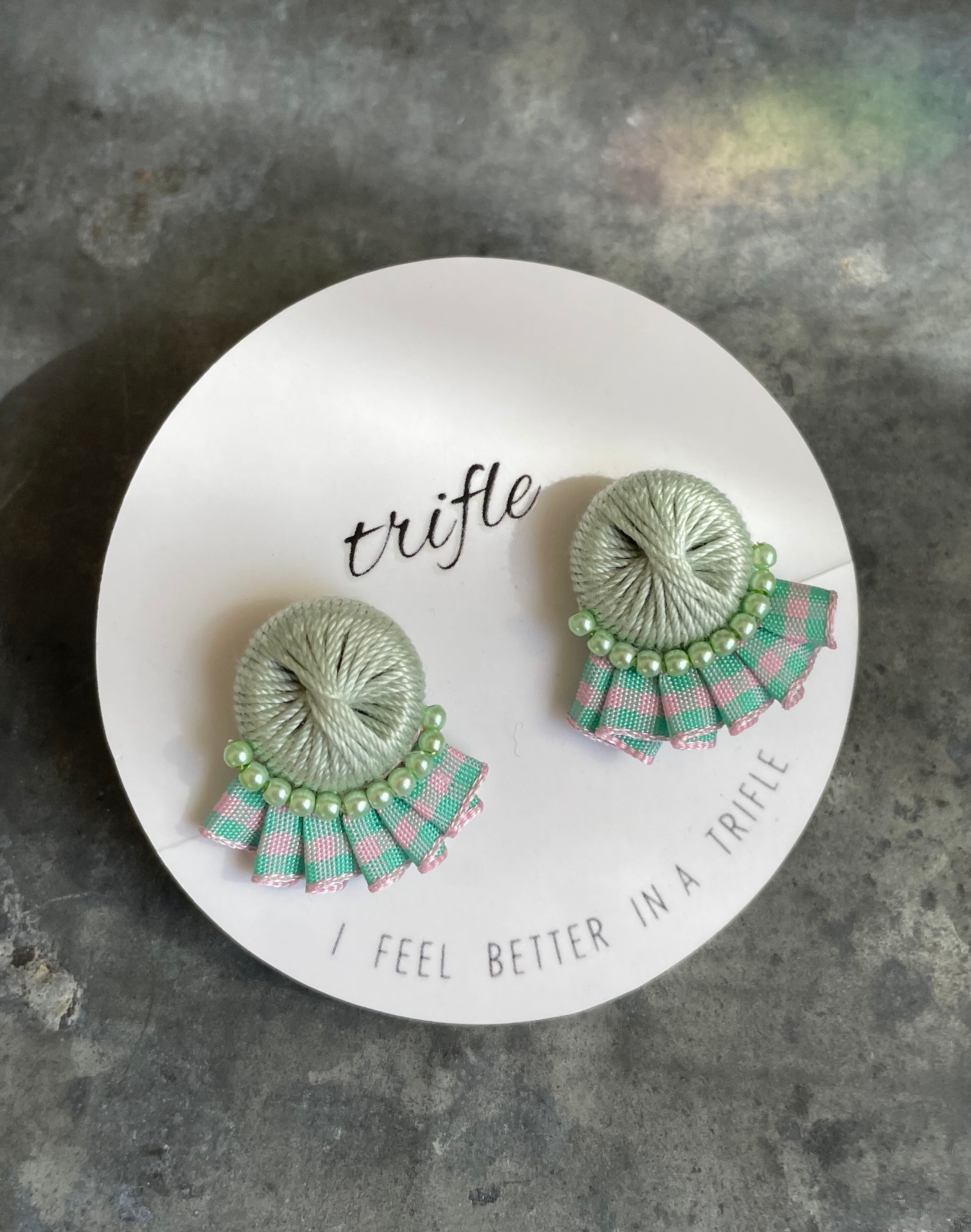 itomaki pleats pleats (micro) グリーン×ピンクチェック イヤリングのみ