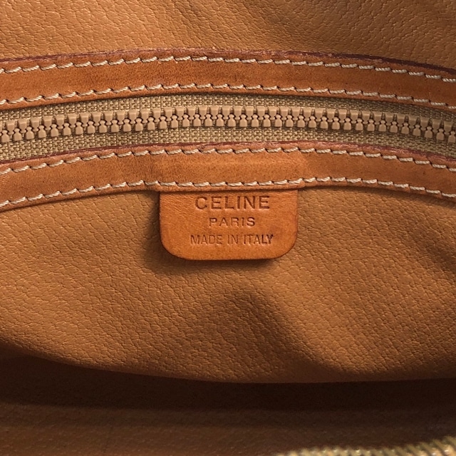 CELINE セリーヌ ショルダーバッグ ブラウン マカダム ブラゾン型押し PVC レザー フレーム vintage ヴィンテージ オールド bp2ksi