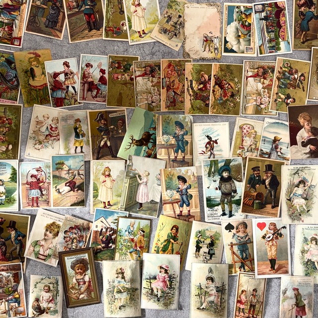 フランス アンティーク クロモスカード 100枚セット 1900年代初頭~ 広告 紙もの・ジャンクジャーナル素材 2512020-2