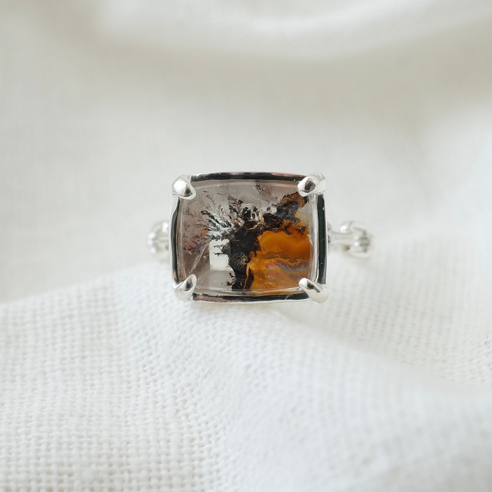 デンドリティッククォーツ チェーンring / Silver | DoubleMoon jewelry
