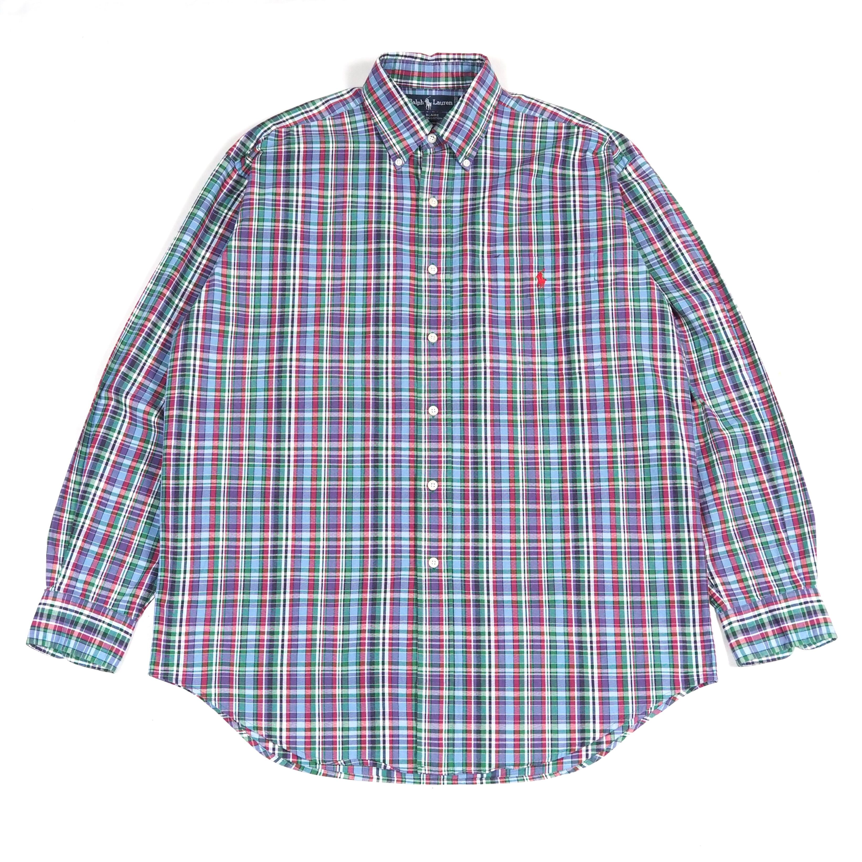 Ralph Lauren ”BLAIRE” size:M plaid B.D Shirt with pocket 90's ポロ ラルフローレン チェストポケット ボタンダウンシャツ ポニー刺繍