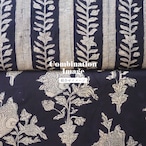 ブロックプリント生地【50cm単位】インド綿 ストライプ柄 黒×生成り #34969-BK2【再入荷】