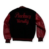 USA製 DeLONG フルデコ 刺繍 ワッペン 袖革 本革 レザー スタジャン サイズ S /メンズ/ビンテージ/アメリカ製/ブラック×レッド