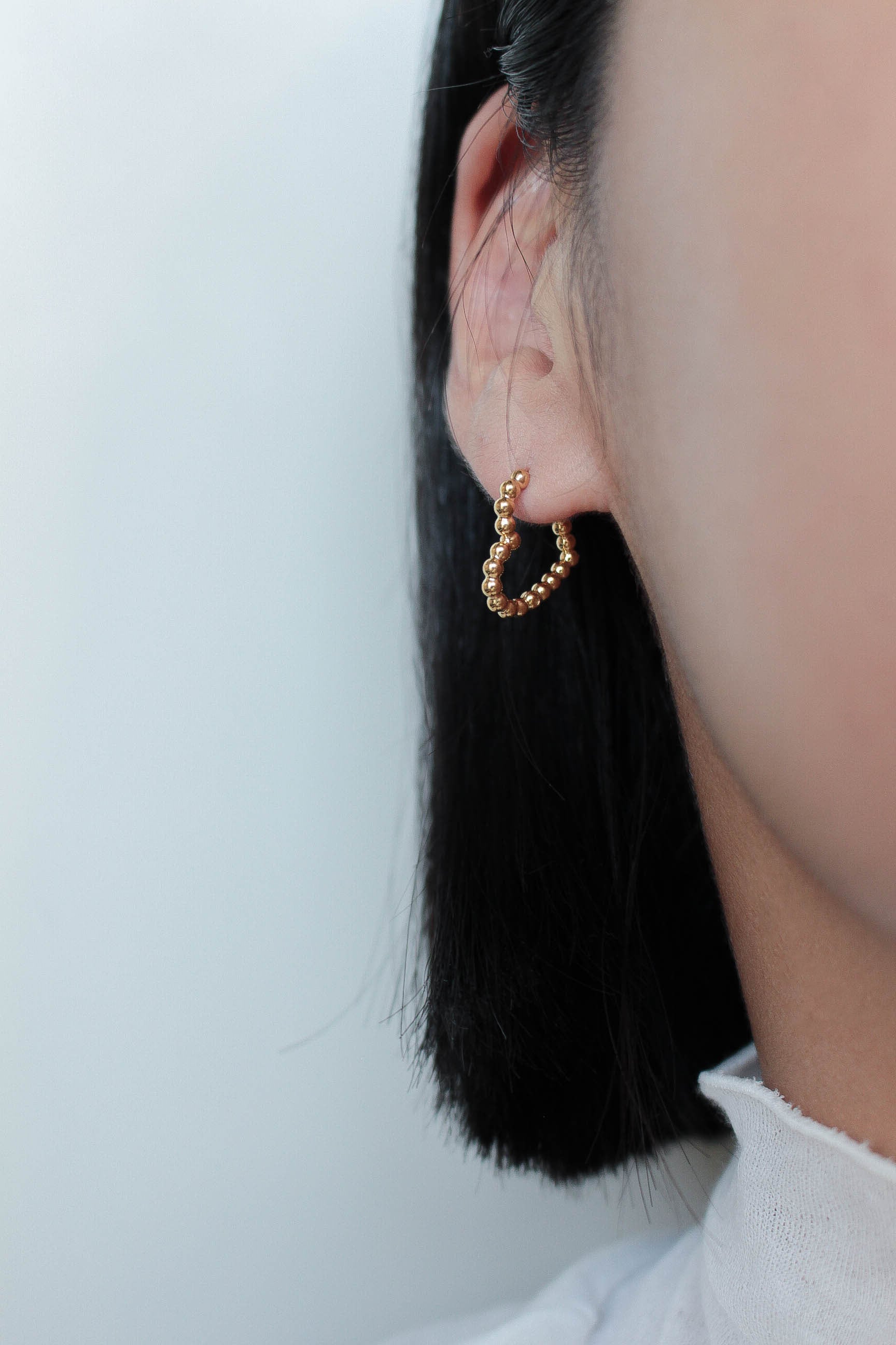 Heart Beads Hoop Pierce