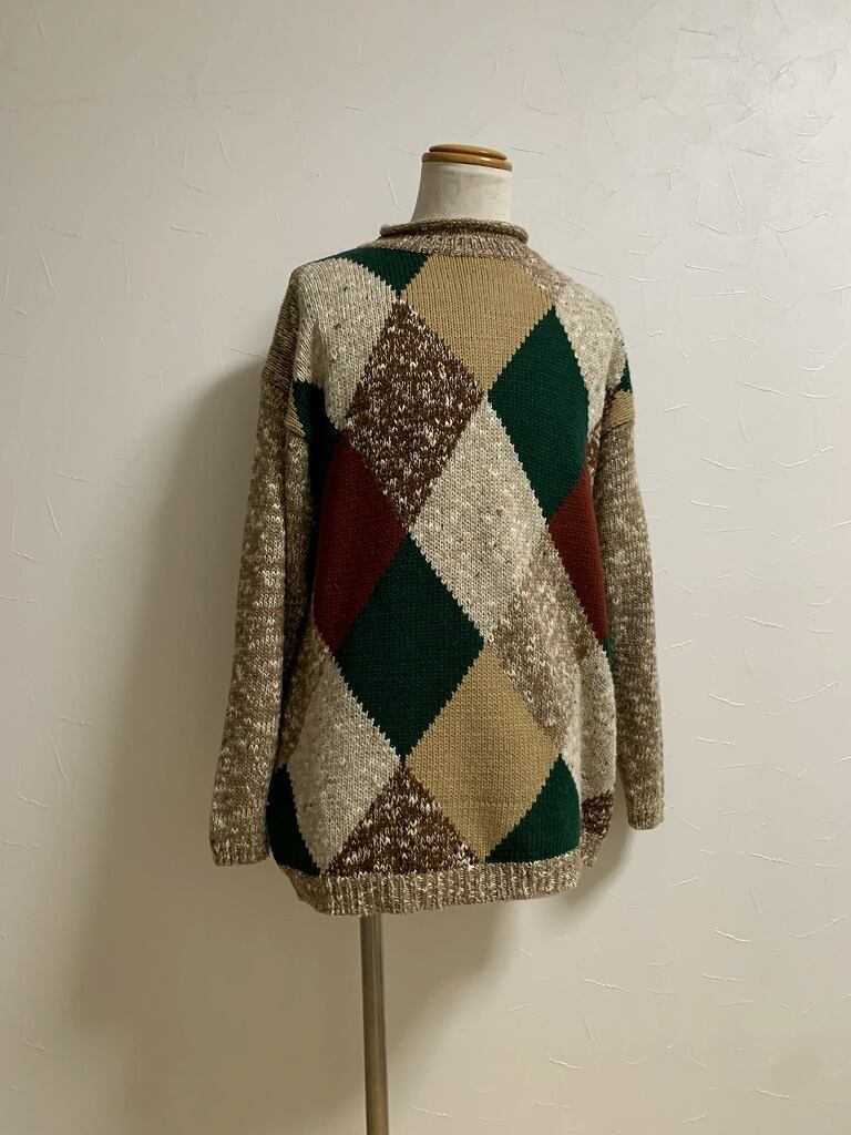 1980~90's Drop Shoulder Design Roll Neck Sweater
