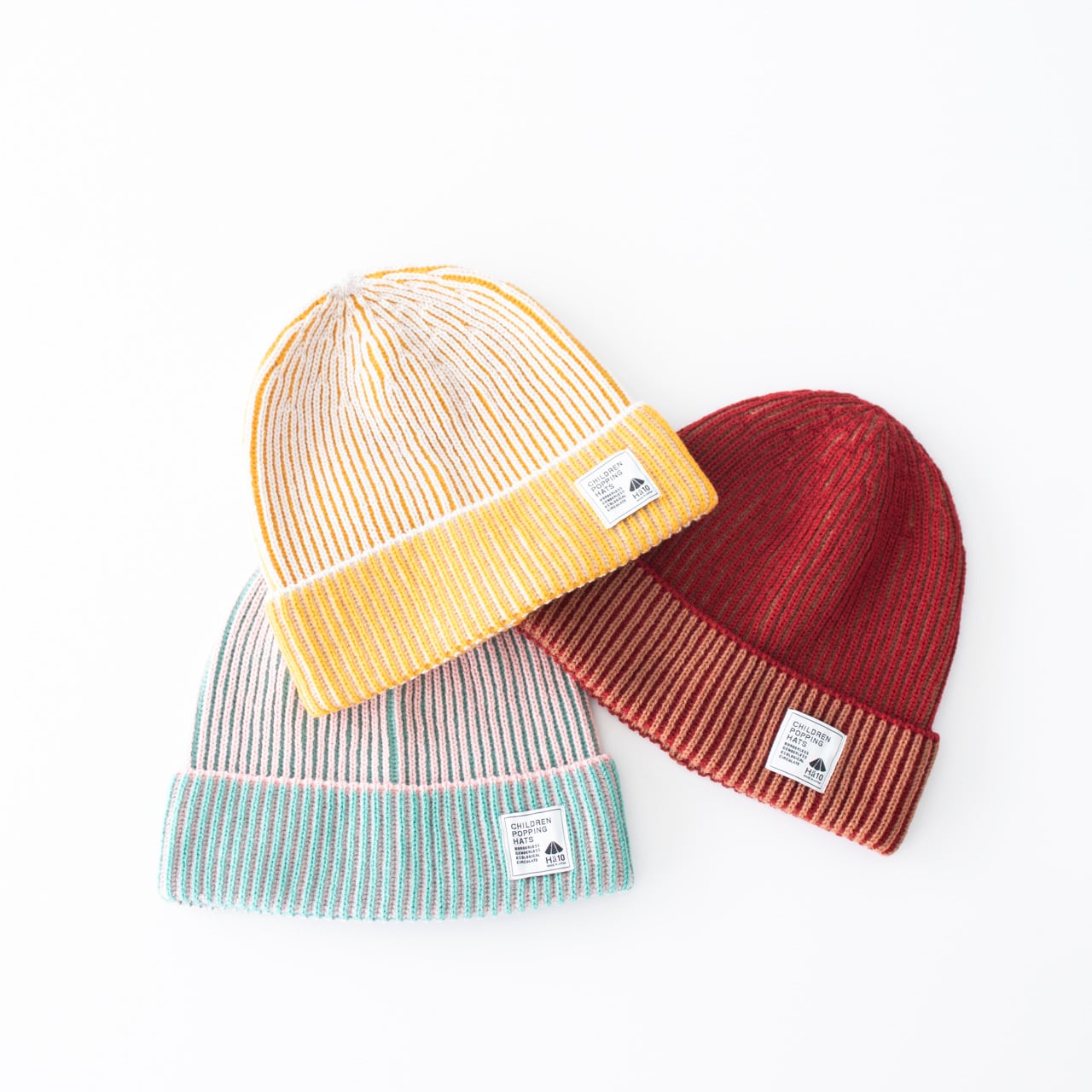 ニットキャップ【ストライプイエロー】58cm ブランド 子供 帽子