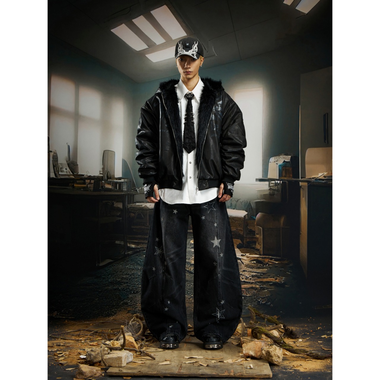 【暖かさUP】PUレザーファー中綿ジャケット T1929