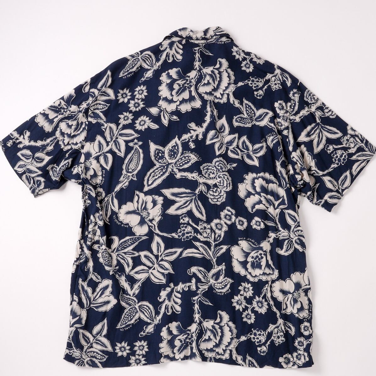 Polo by Ralph Lauren 【M】アロハシャツ M 名作 極美品】90s Ralph Lauren rayon open collar shirt S/S navy/white