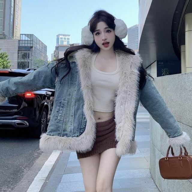 予約販売】デニムコート レディース アウター ファー Gジャン デニム