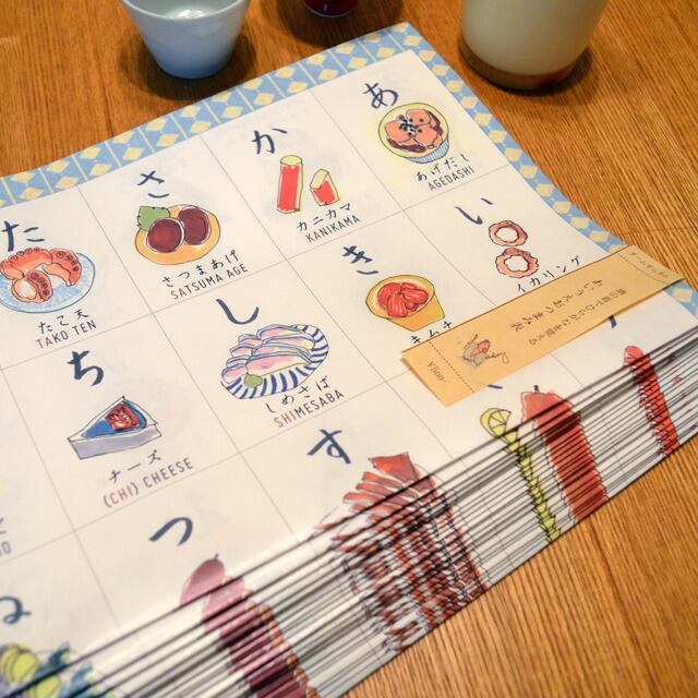 あいうえおつまみ表（下町版）｜A-I-U-E-Otsumami Chart with Japanese