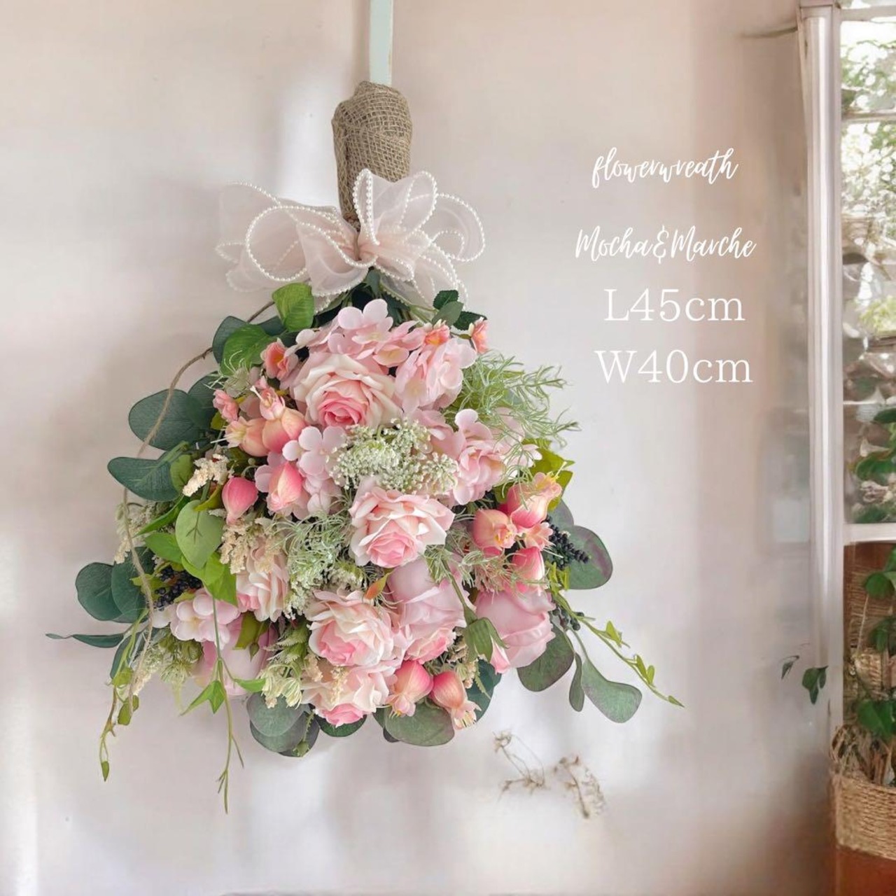 光触媒 スワッグ アーティフィシャルフラワー 薔薇リース フラワー 