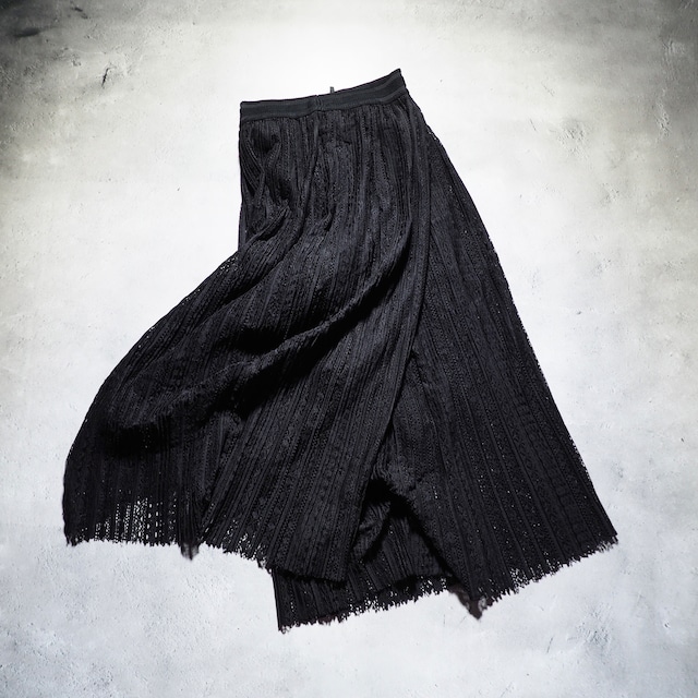 Black mode lace embroidery vintage wide hakama pants