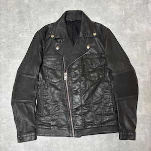 DIESEL 20AW コーティング デニム ライダースジャケット ブラック