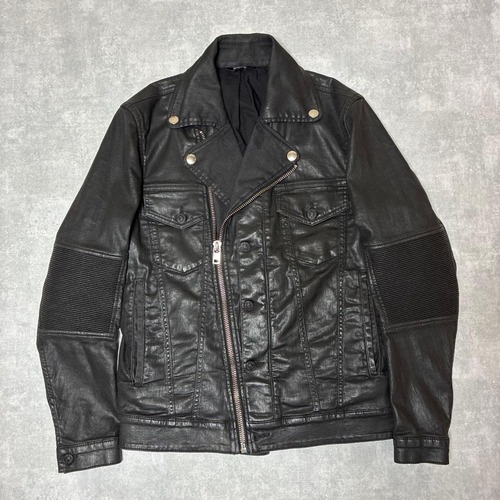 DIESEL 20AW コーティング デニム ライダースジャケット ブラック
