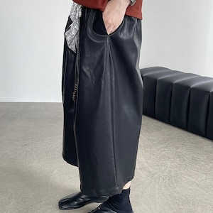 leather mid-length pants J00014