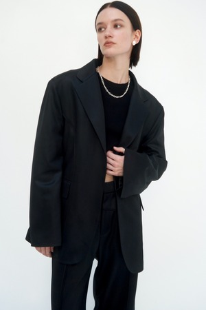 [TREEMINGBIRD] Suede Piping Classic Set-up Jacket [ Black ] 正規品 韓国ブランド 韓国通販 韓国代行 韓国ファッション TRMNGBD tmb TREEMING BIRD 日本 店舗