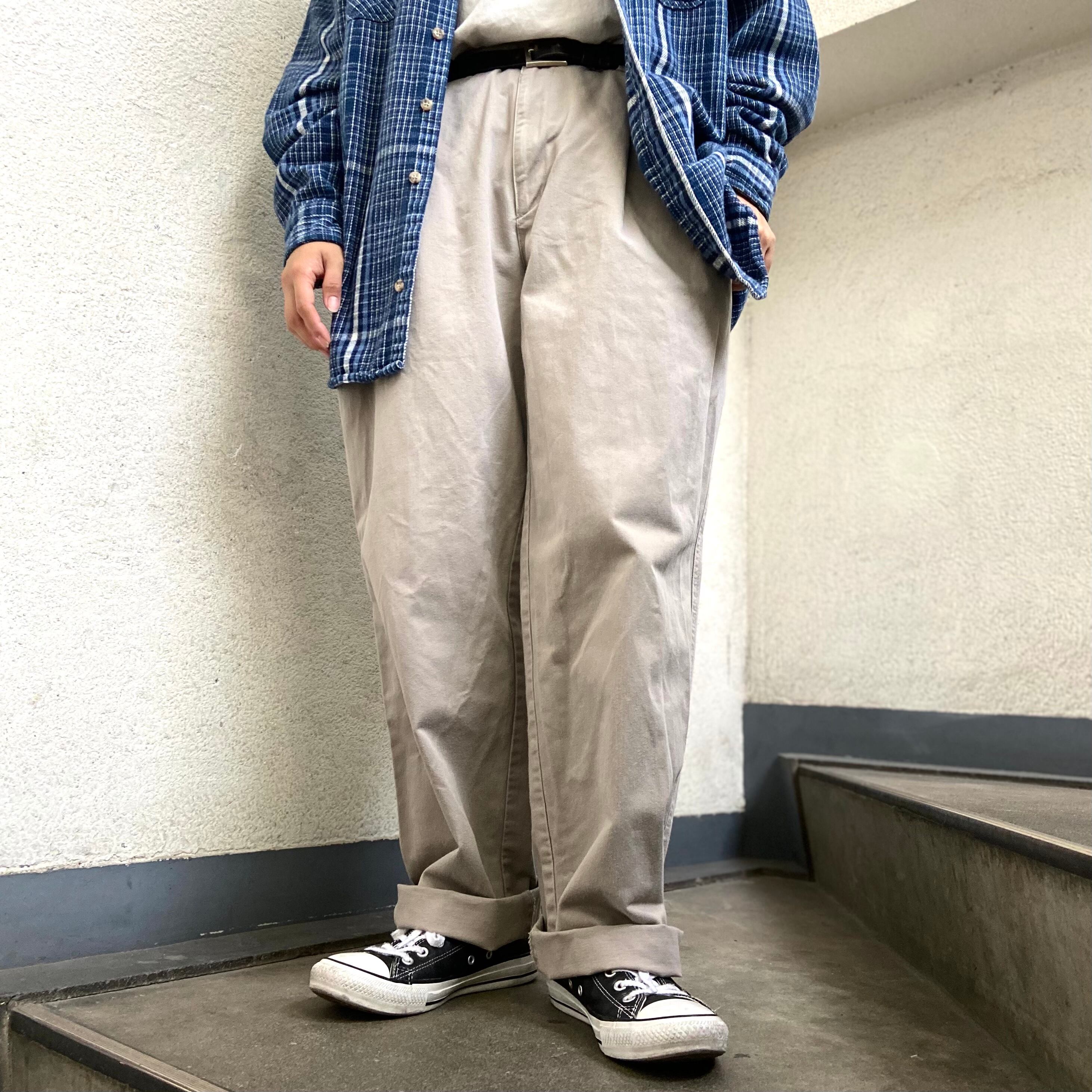 size：W34 L30【 GEORGE 】2タックチノパンツ チノパン 2タック 黒